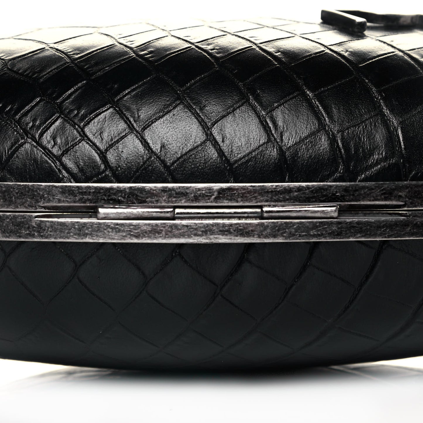 Calfskin Crocodile Embossed Monogram Love Box Bag Black