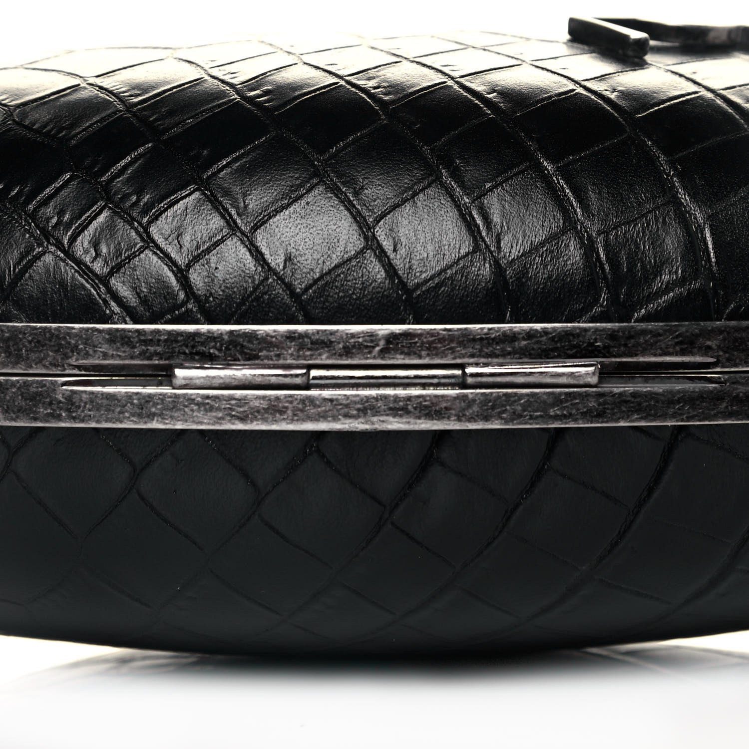 Saint Laurent Calfskin Crocodile Embossed Monogram Love Box Bag Black 9 of 12