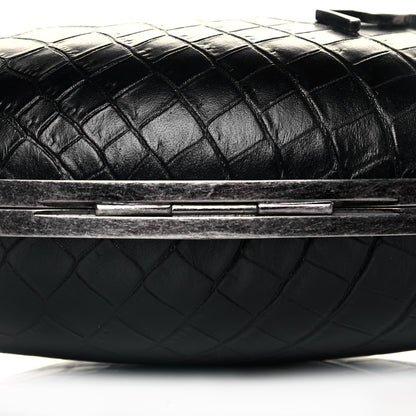 Saint Laurent Calfskin Crocodile Embossed Monogram Love Box Bag Black 9 of 12