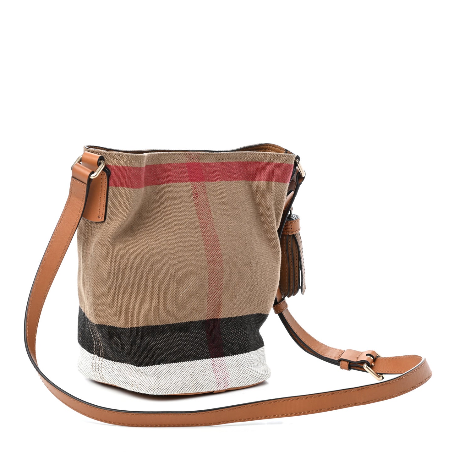 Canvas Mega Check Mini Ashby Tassel Crossbody Saddle Brown