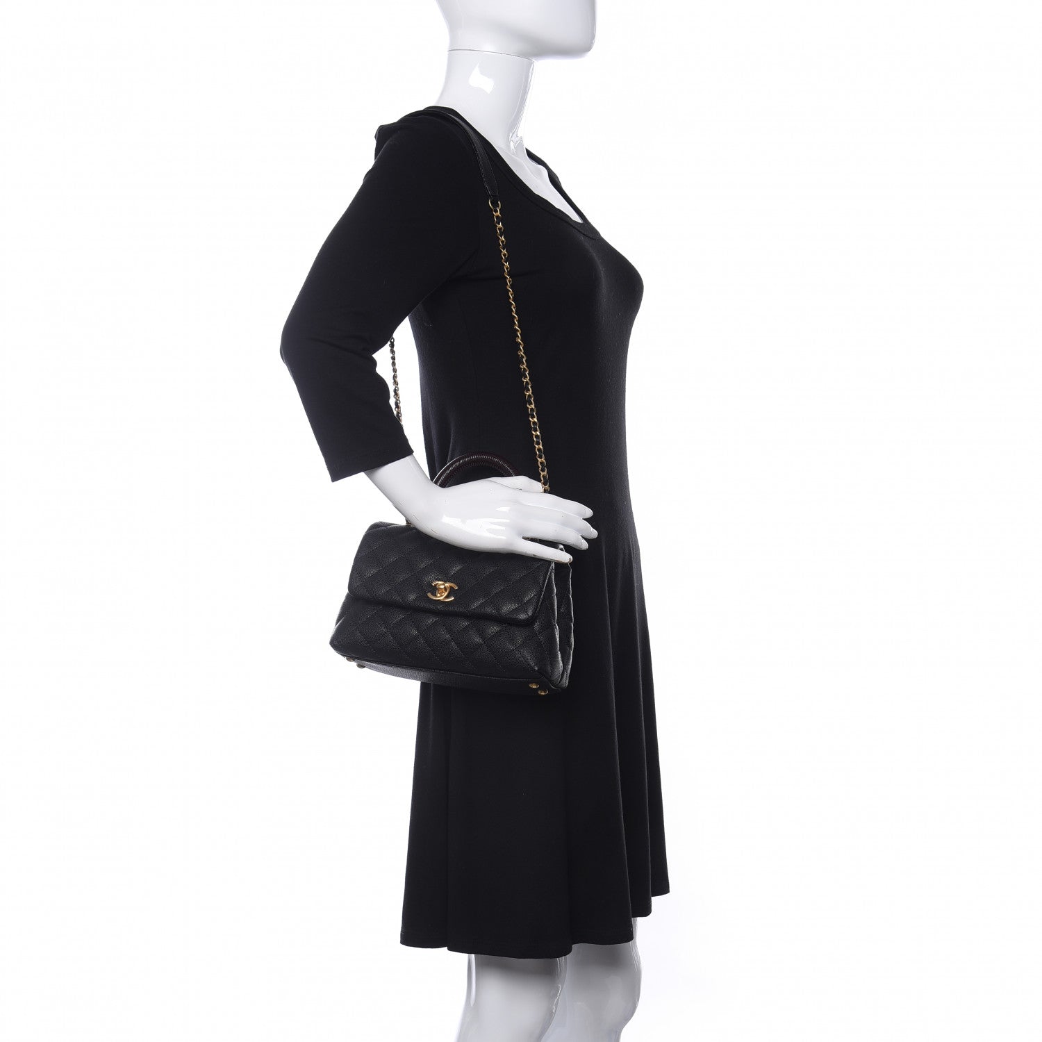 Chanel Caviar Lizard Quilted Mini Coco Handle Flap Black 2 of 11