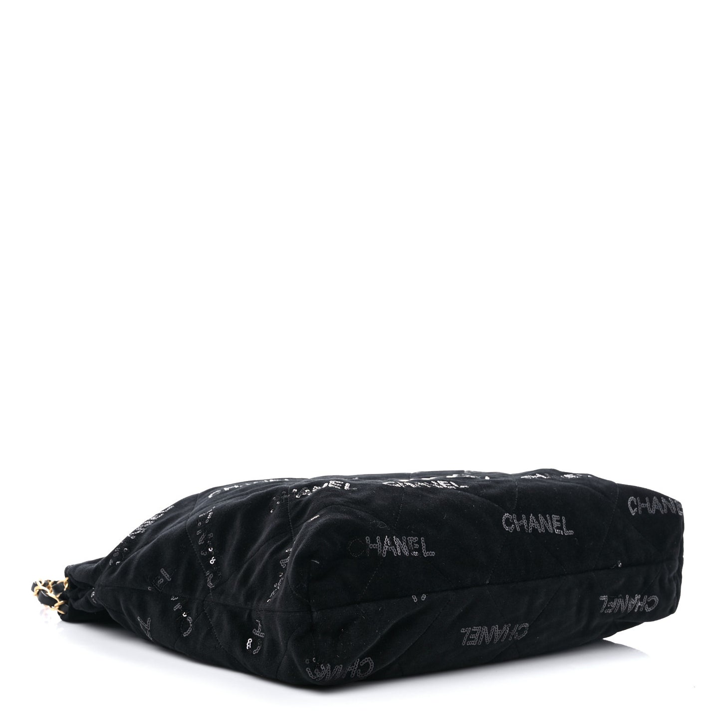 Velvet Sequin Quilted Chanel 22 Black