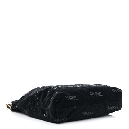 Chanel Velvet Sequin Quilted Chanel 22 Black 5 of 10