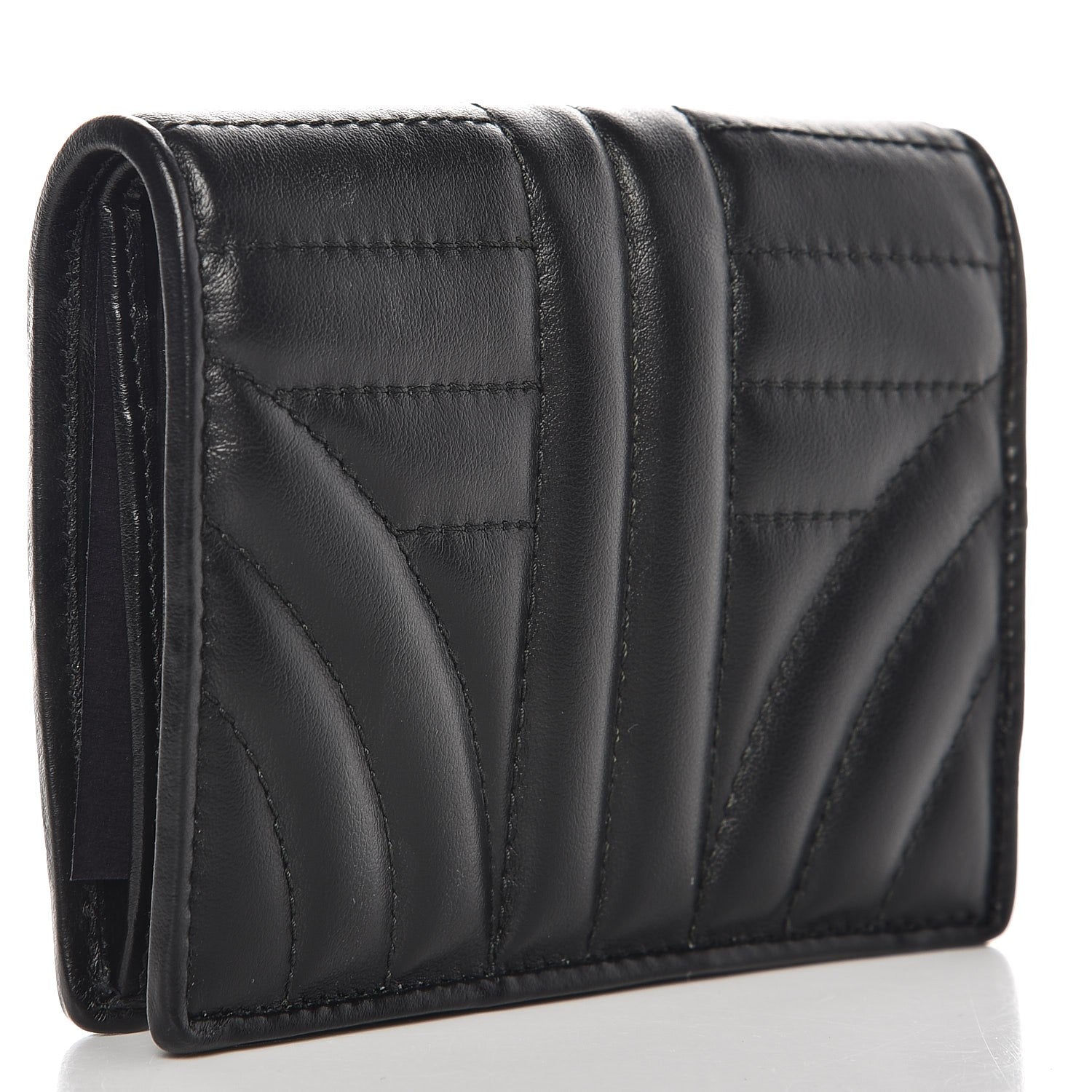 Prada Soft Calfskin Impunture Diagramme Wallet Black 3 of 7