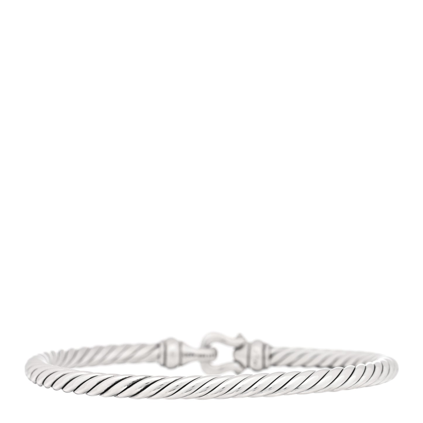 Sterling Silver 14K Yellow Gold 4mm Cable Classic Buckle Bracelet