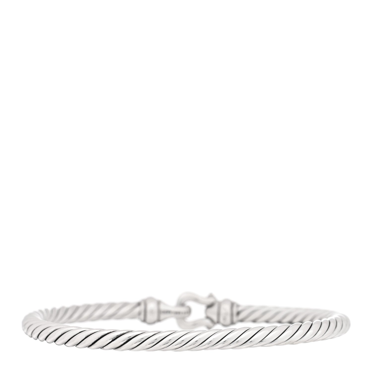 David Yurman Sterling Silver 14K Yellow Gold 4mm Cable Classic Buckle Bracelet 2 of 3