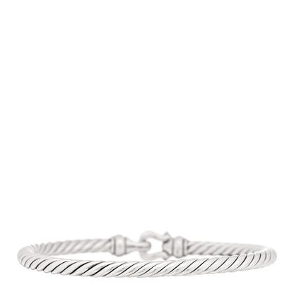 David Yurman Sterling Silver 14K Yellow Gold 4mm Cable Classic Buckle Bracelet 2 of 3