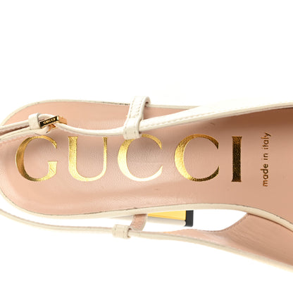 Gucci Malaga Kid Horsebit 75mm Slingback Pumps 37.5 Mystic White 7 of 10