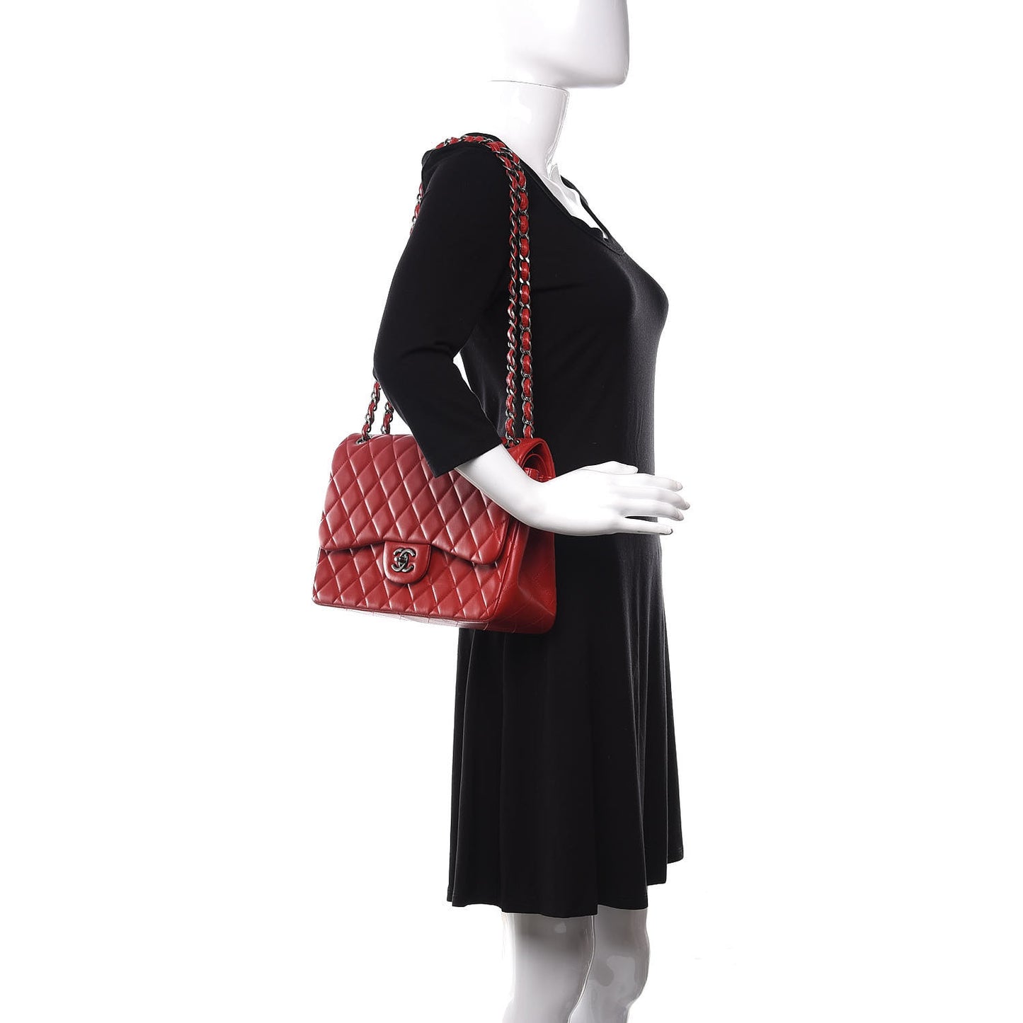 Lambskin Quilted Jumbo Double Flap Red