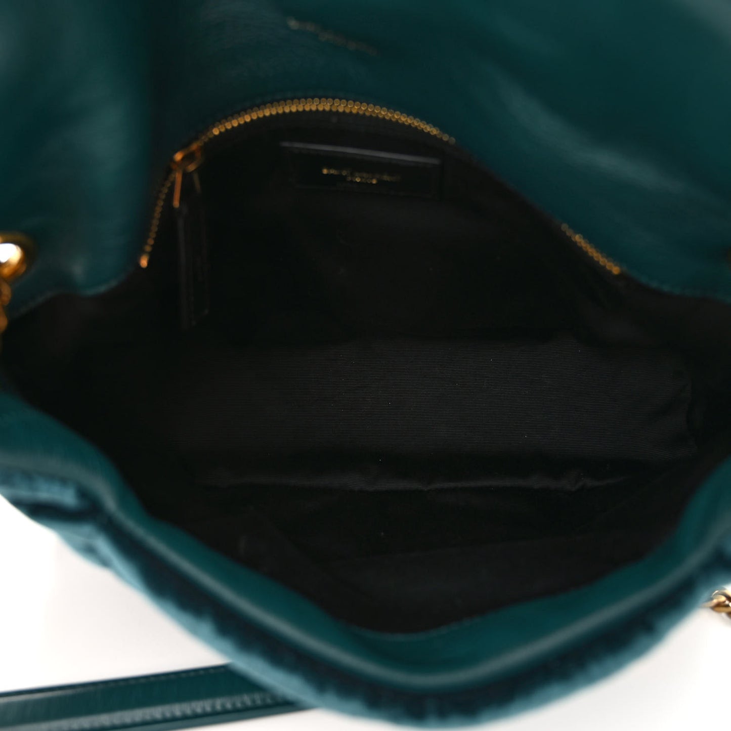 Crushed Velvet Quilted Small Loulou Puffer Monogram Chain Satchel Emerald