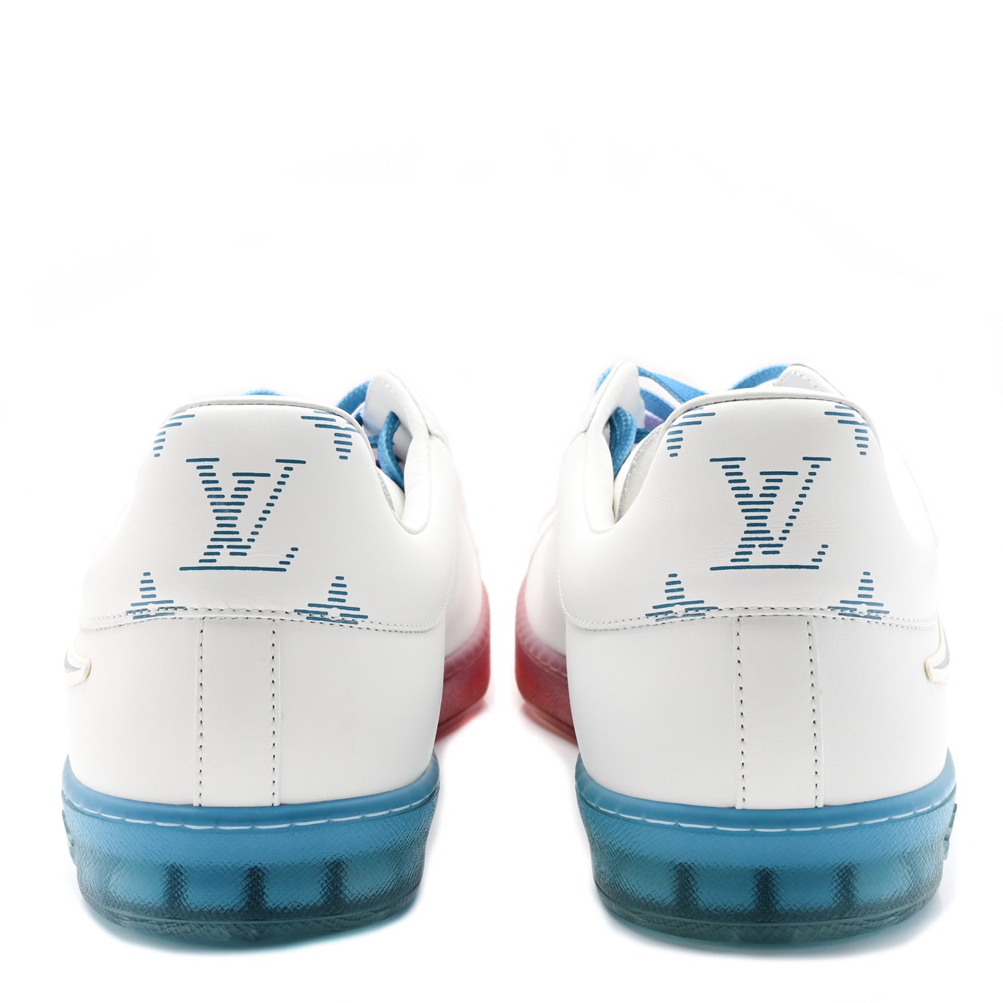 Calfskin Luxembourg Samothrace Mens Sneakers 9 White Pink Blue