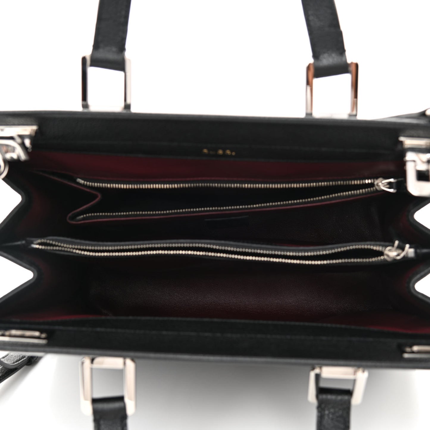 Grainy Calfskin Medium Zumi Top Handle Bag Black