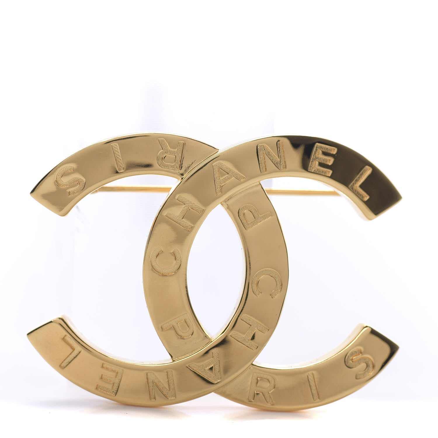 Chanel Metal Paris Button CC Large Brooch Gold 1 of 4