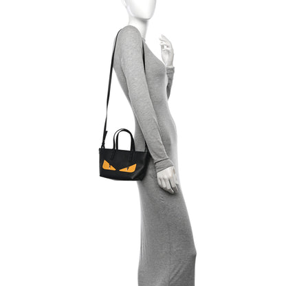 Fendi Vitello Dolce Elite Monster Eye Mini Roll Tote Black 2 of 10