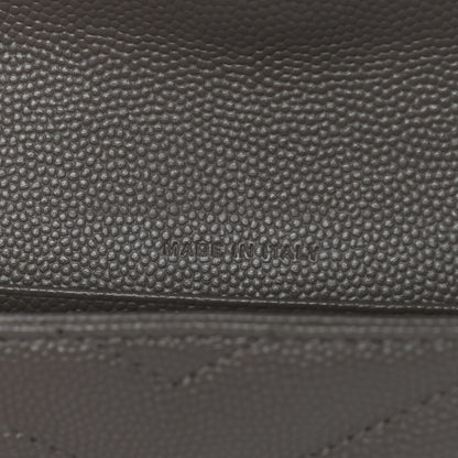 Saint Laurent Grain De Poudre Matelasse Chevron Small Monogram Envelope Wallet Fog 7 of 8