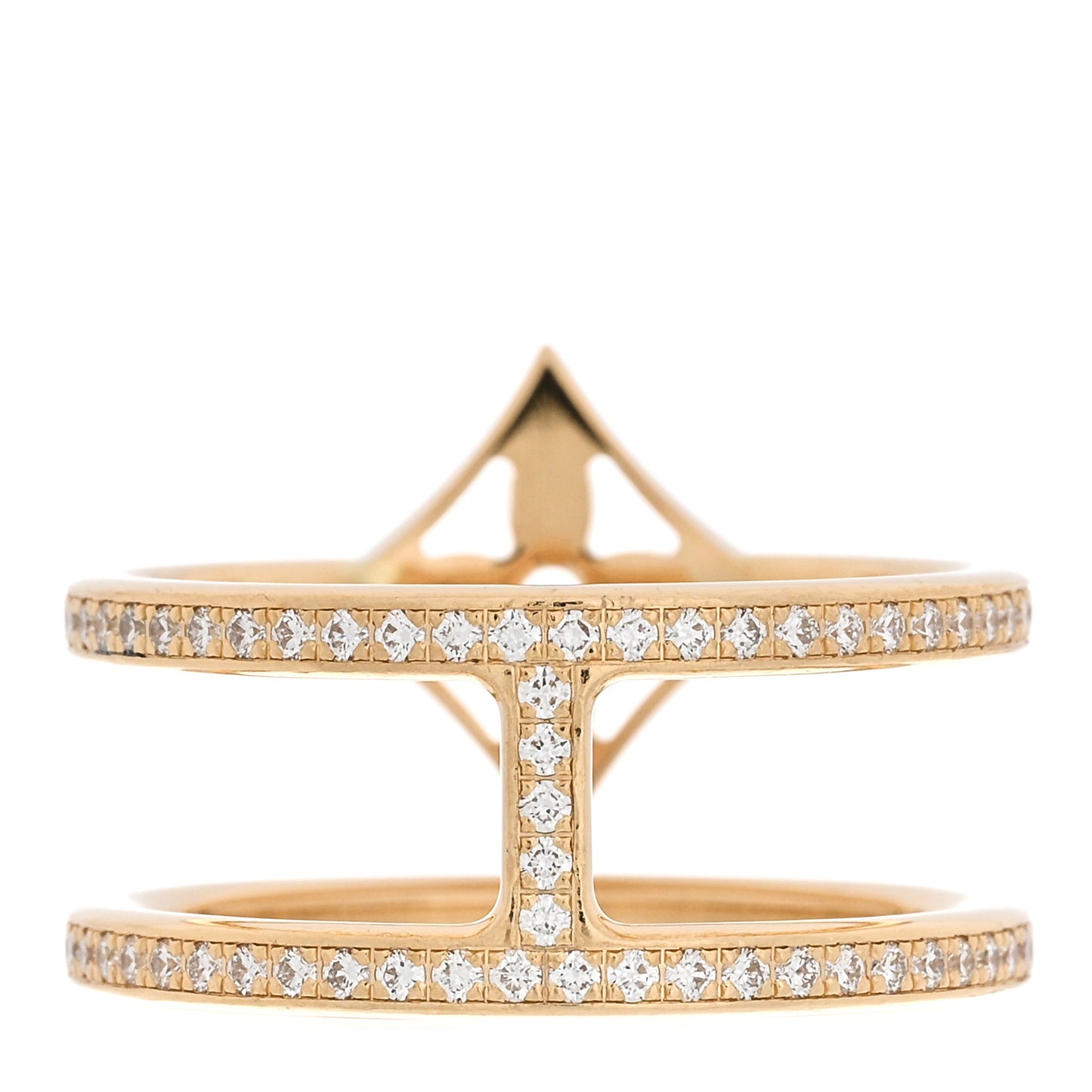 18K Yellow Gold Diamond Idylle Blossom Two Row Ring 53 6.5