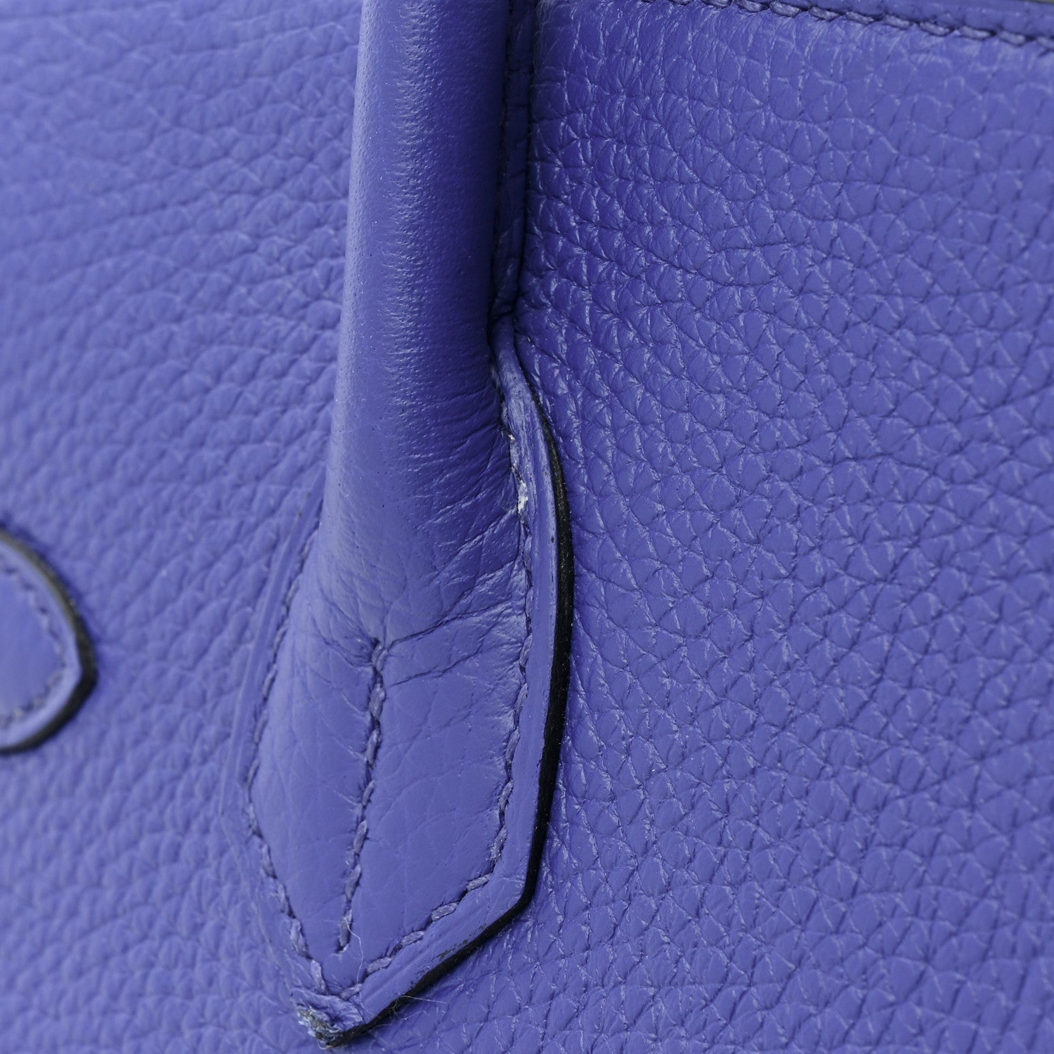 Hermes Taurillon Clemence Birkin 30 Bleu Electrique 10 of 13