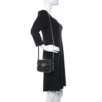 Valentino Garavani Vitello Small Rockstud Flap Saddle Bag Black 2 of 11