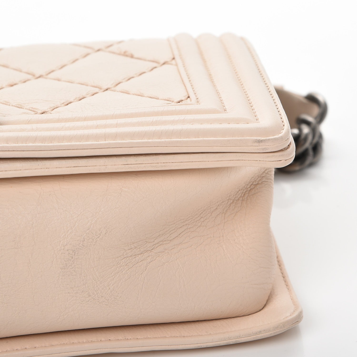 Chanel Calfskin Quilted Double Stitch Medium Boy Flap Beige 12 of 13