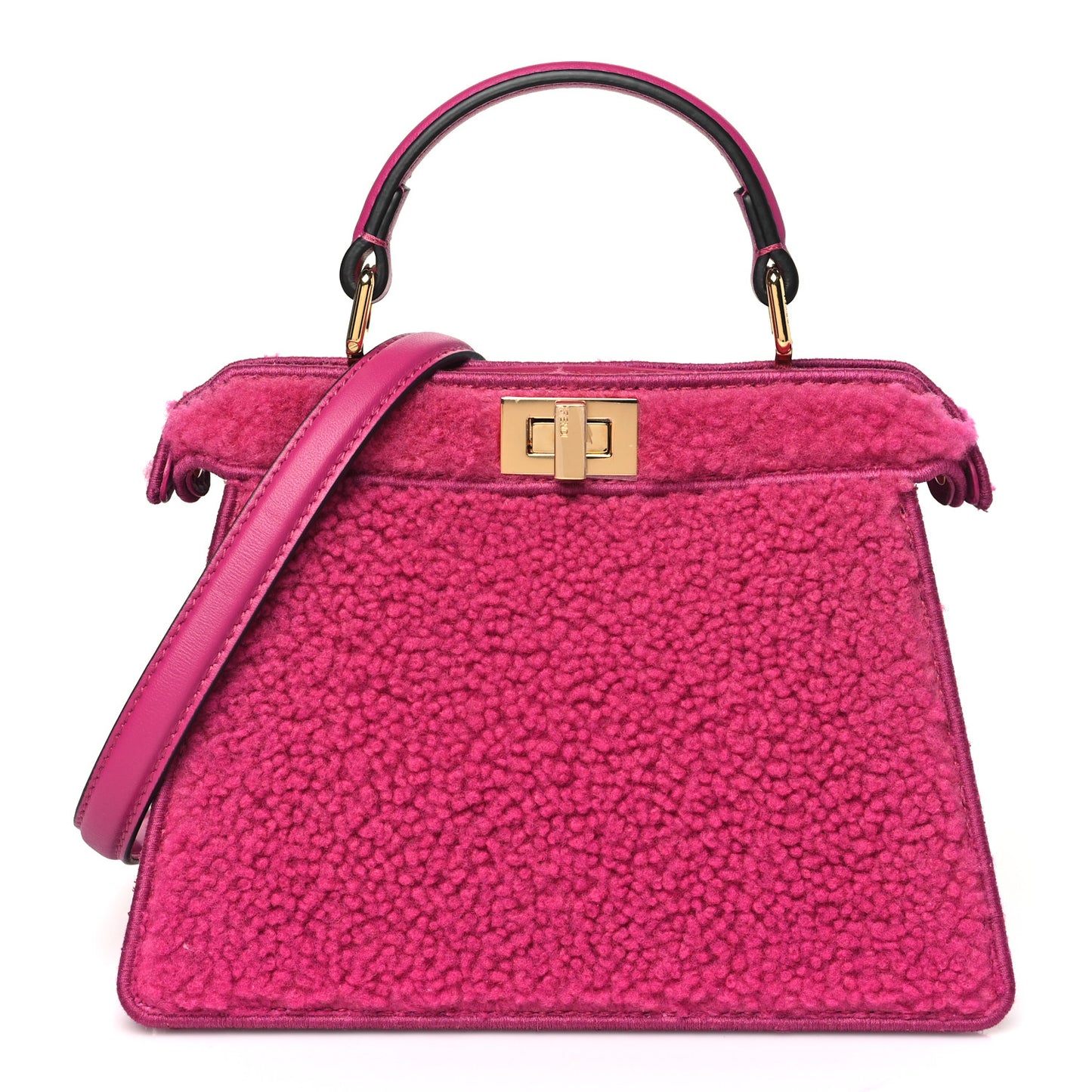 Curly Shearling Shiny Nappa Petite Peekaboo I SEE U Satchel Ciclamino Pilar