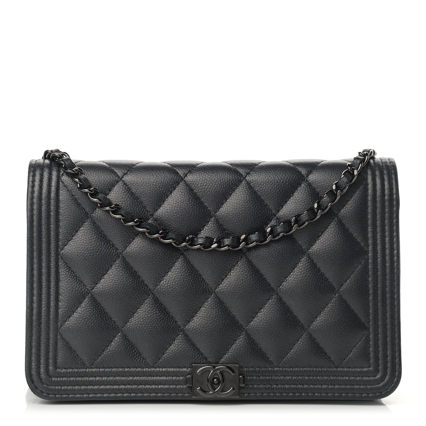 Caviar Quilted Boy Wallet On Chain WOC So Black