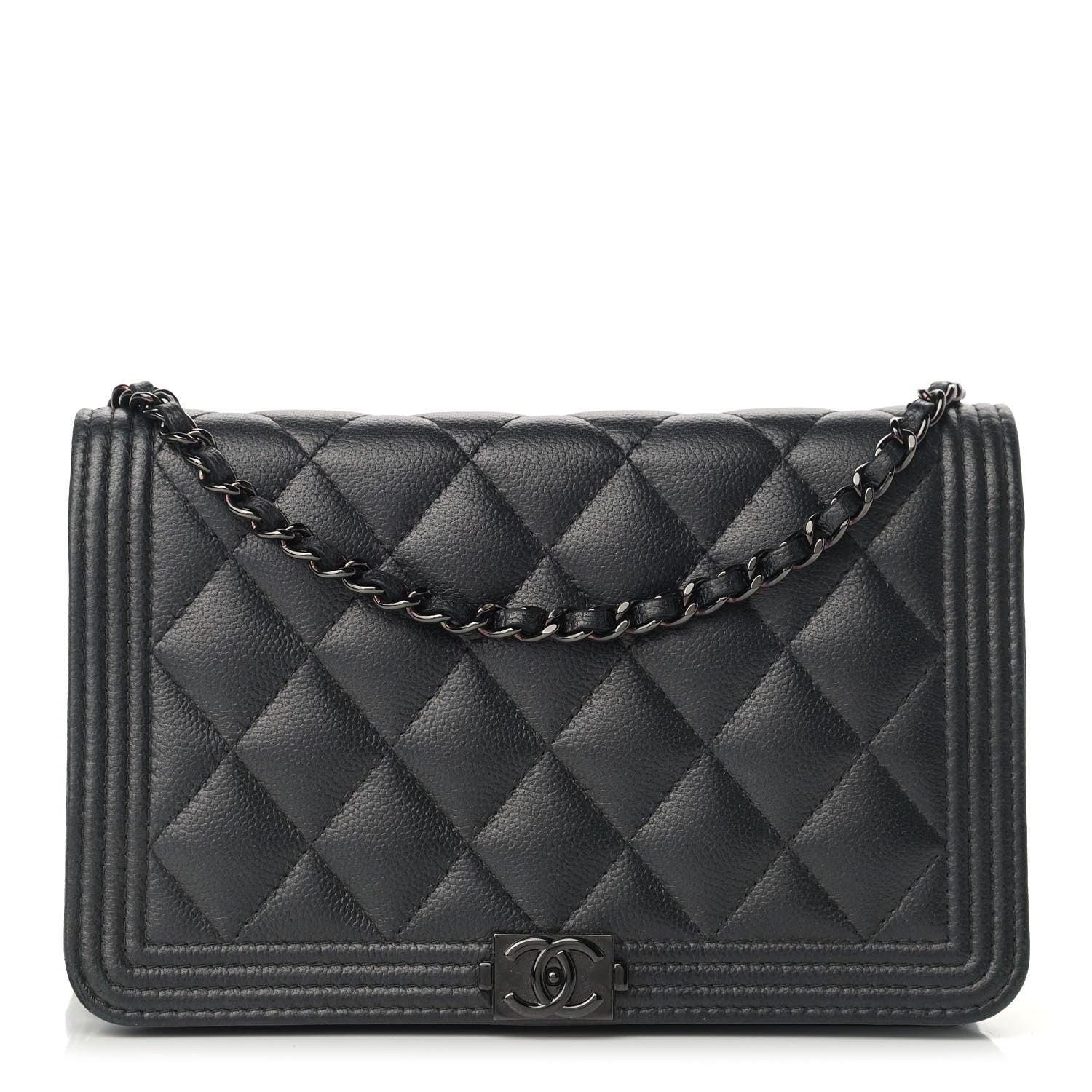 Chanel Caviar Quilted Boy Wallet On Chain WOC So Black 1 of 13
