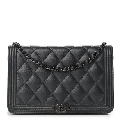 Chanel Caviar Quilted Boy Wallet On Chain WOC So Black 1 of 13
