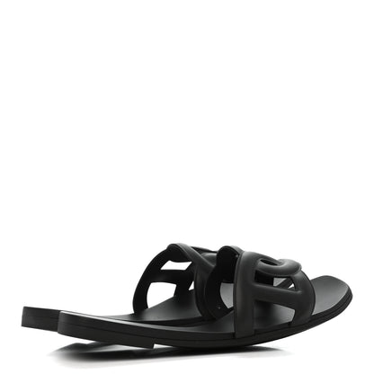 Hermes Rubber Aloha Sandals 39 Black 4 of 8