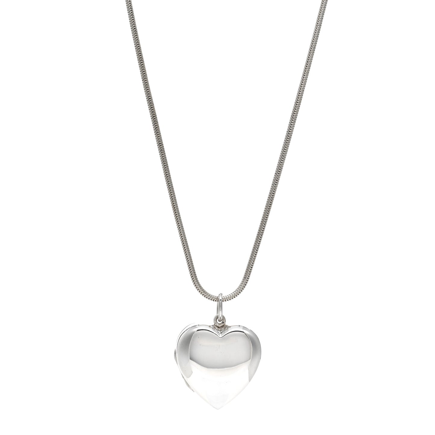Sterling Silver Large Heart Locket Pendant Necklace