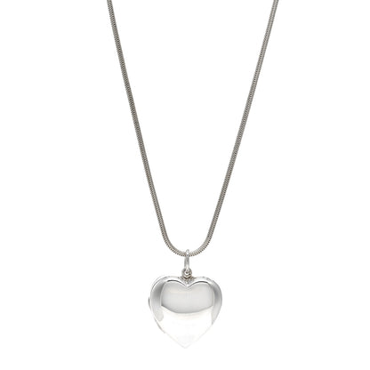 Tiffany Sterling Silver Large Heart Locket Pendant Necklace 1 of 4