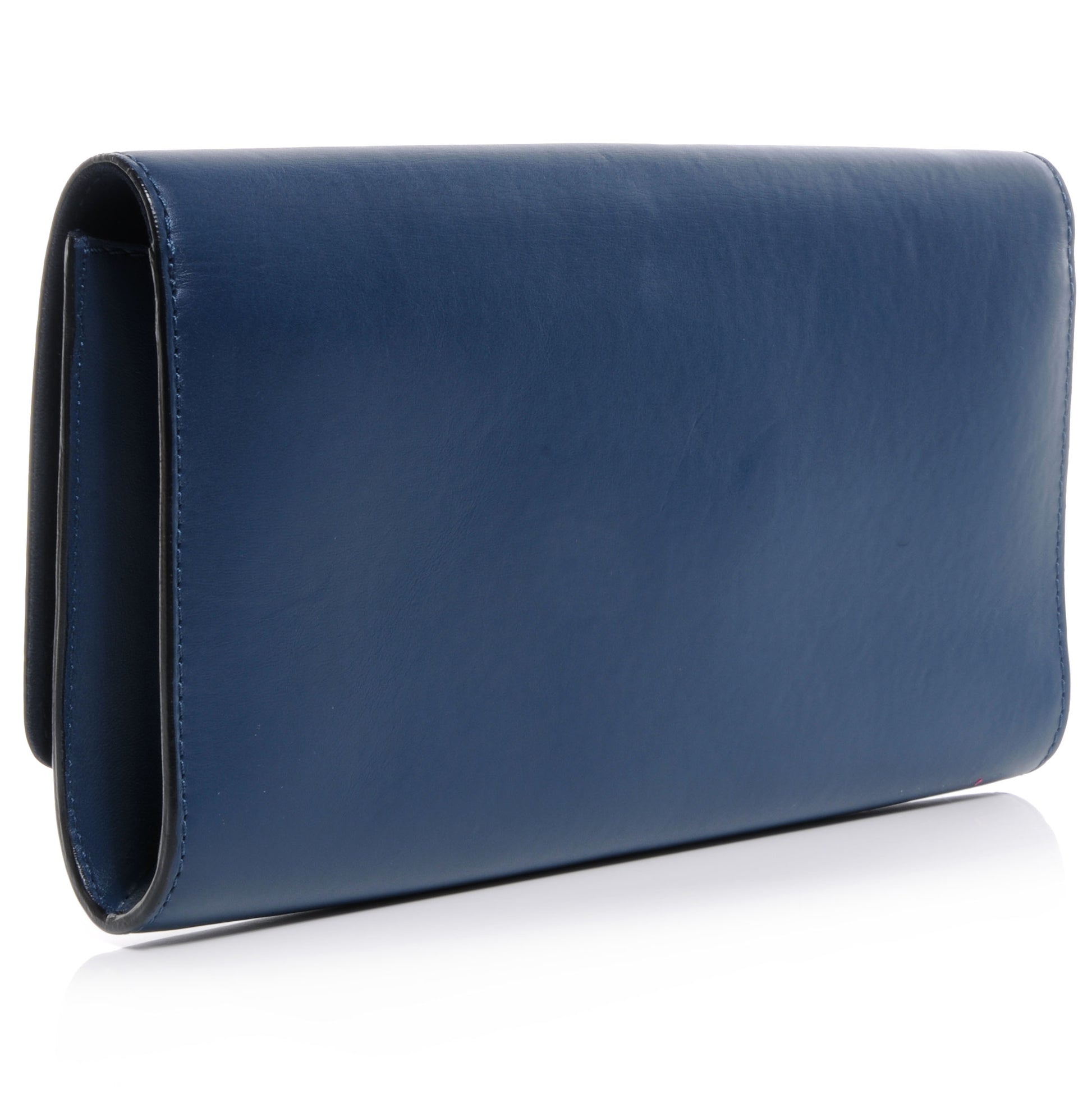 Louis Vuitton Calfskin Louise Clutch Blue 3 of 7