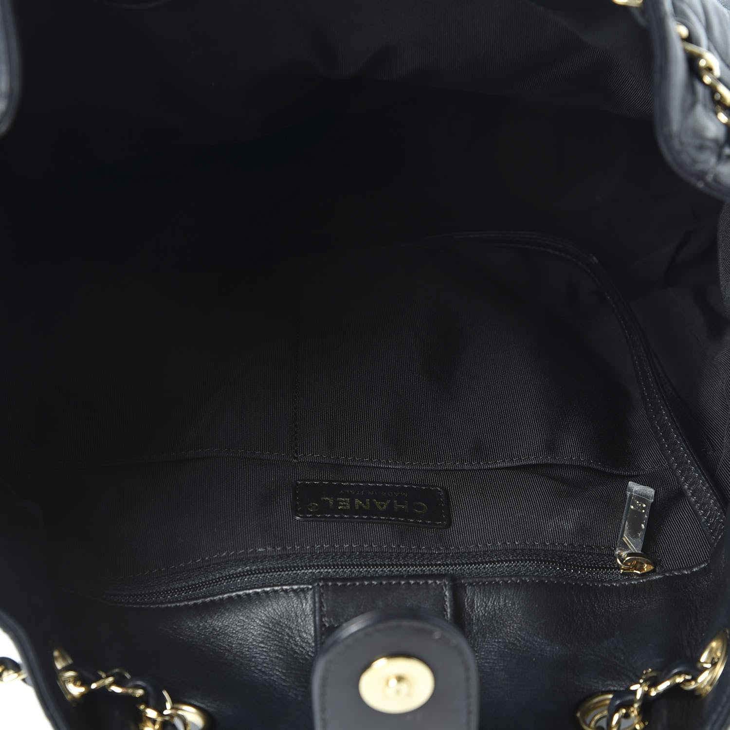 Chanel Lambskin Quilted Large Drawstring Bag Black 4 of 10