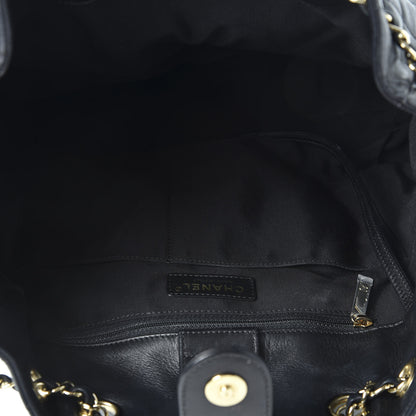 Chanel Lambskin Quilted Large Drawstring Bag Black 4 of 10