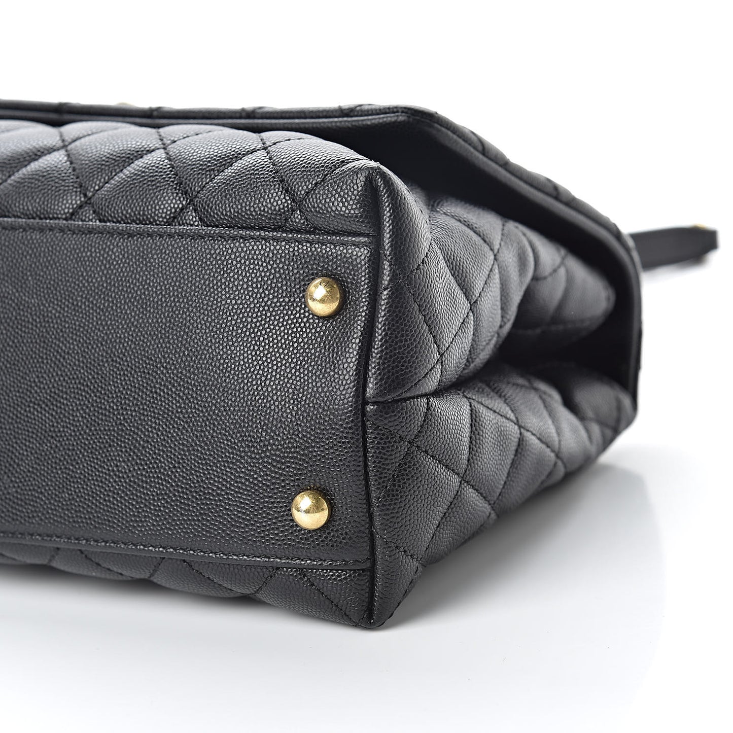 Caviar Quilted Small Coco Handle Flap Black