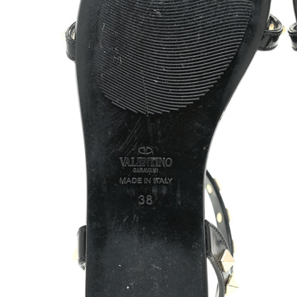 Valentino Garavani Patent Rockstud T-Strap Slingback Flat Sandals 38 Black 6 of 7