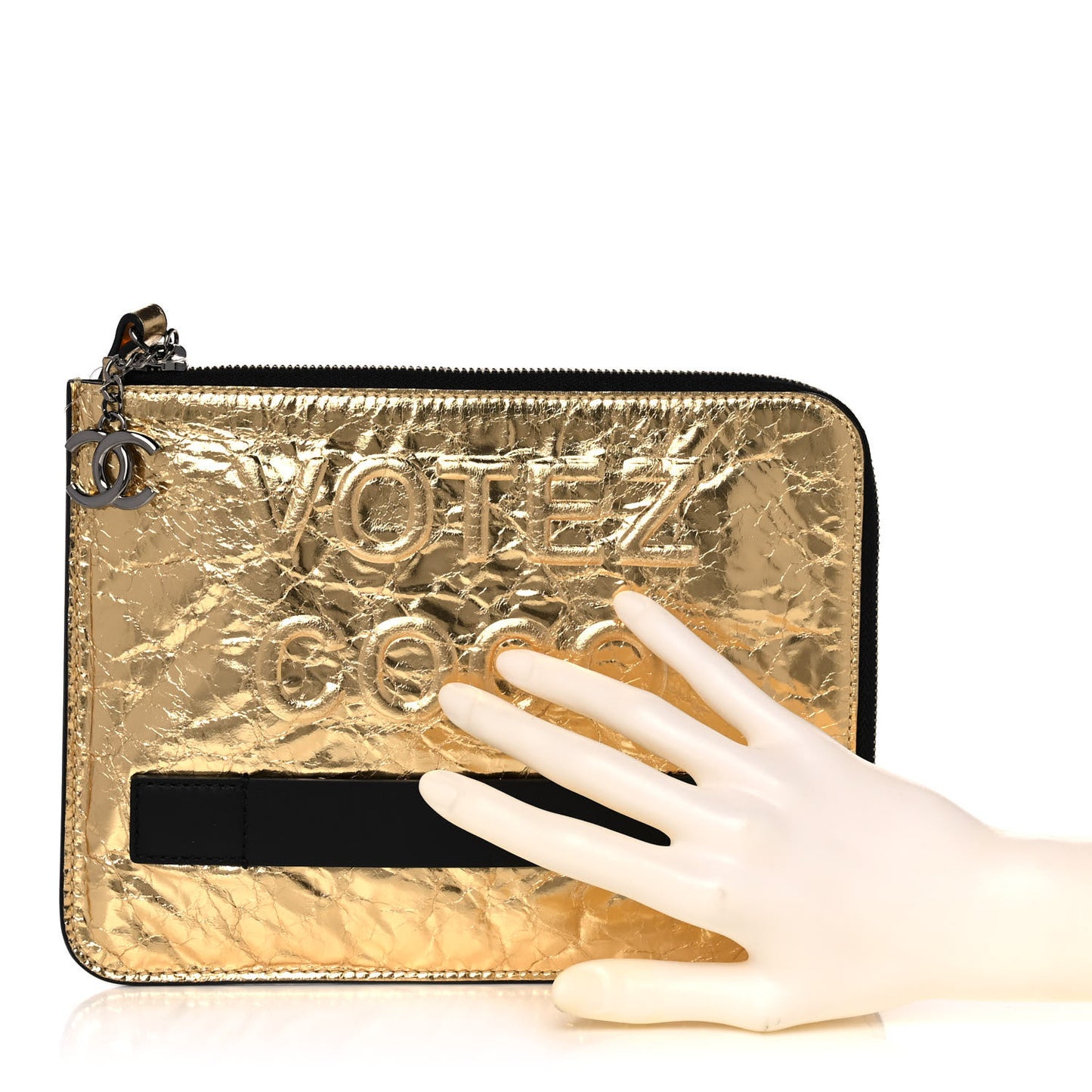 Metallic Lambskin Small Je Ne Suis Pas En Solde Pouch Clutch Gold