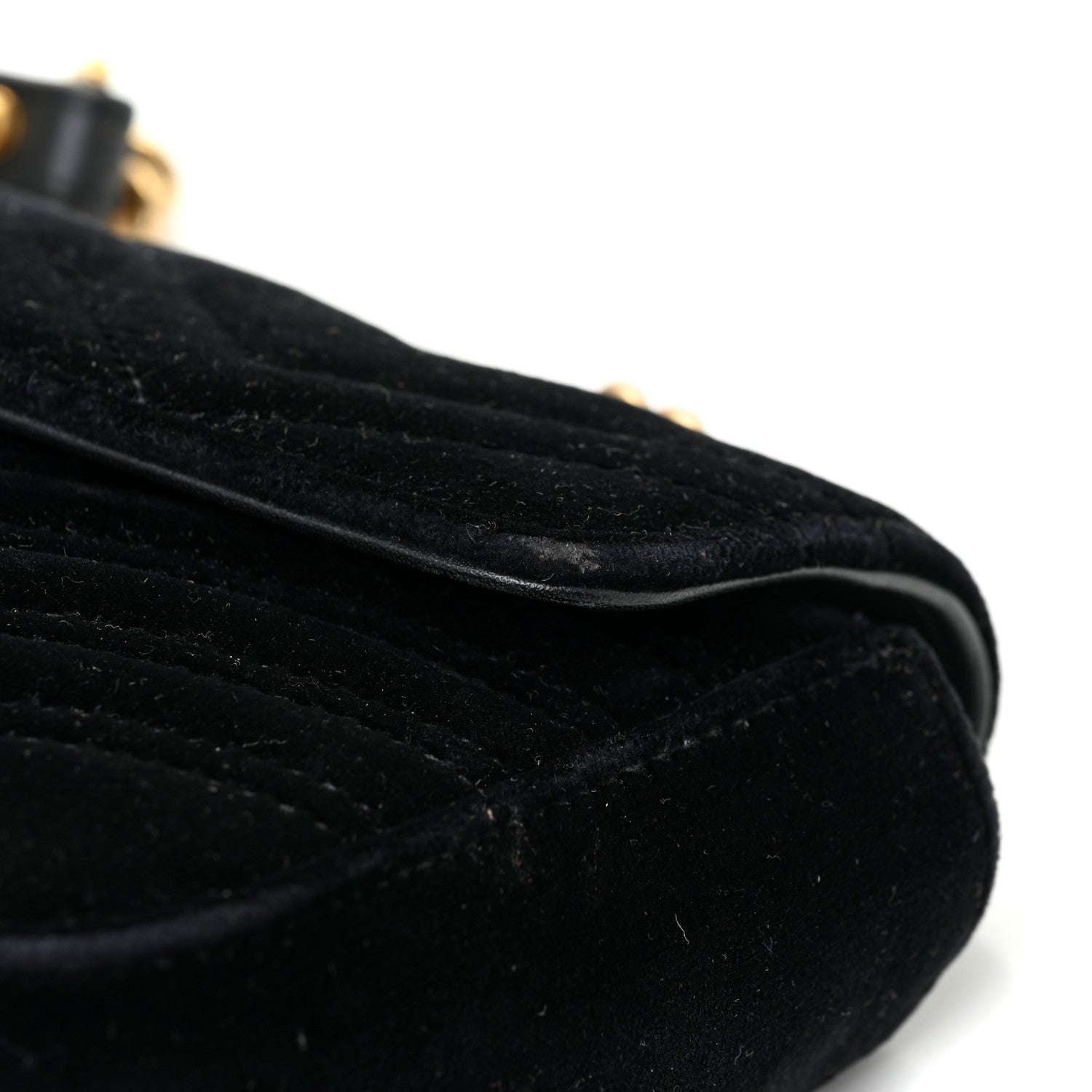 Gucci Velvet Matelasse Mini GG Marmont Shoulder Bag Black 12 of 17