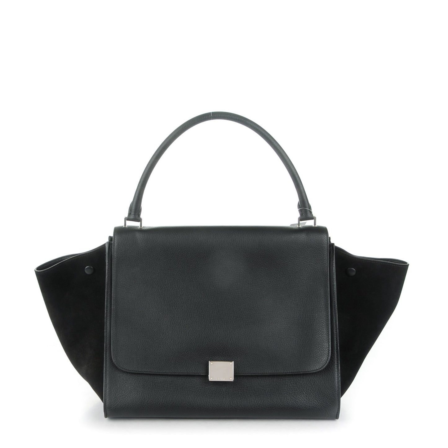 Drummed Calfskin Suede Large Trapeze Black