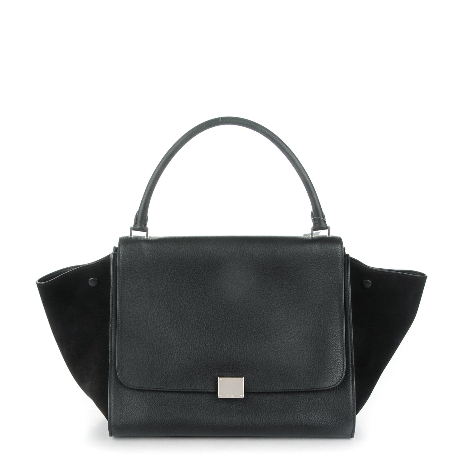Celine Drummed Calfskin Suede Large Trapeze Black 1 of 8