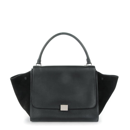 Celine Drummed Calfskin Suede Large Trapeze Black 1 of 8