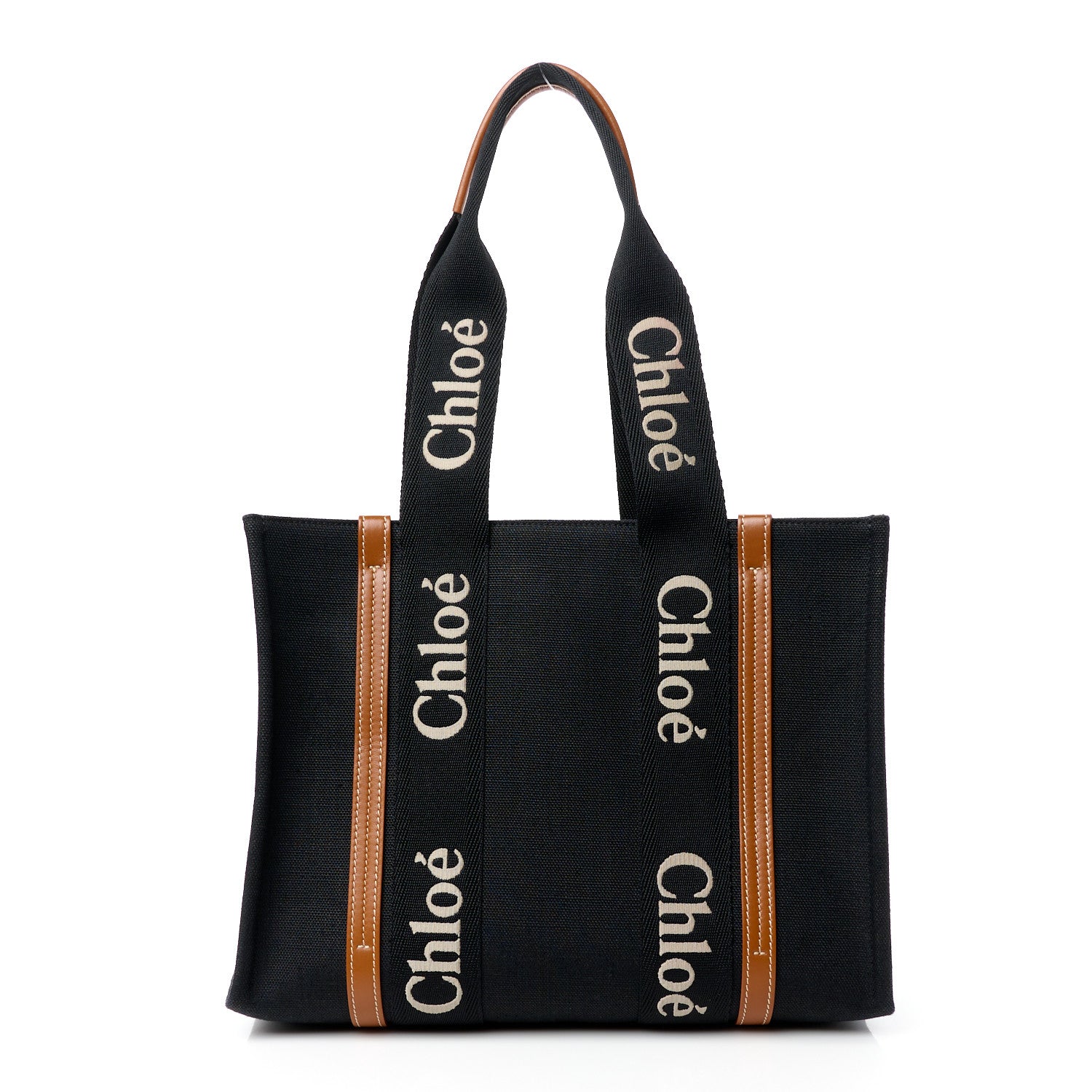 Chloe Cotton Calfskin Medium Woody Ribbon Tote Black 1 of 11