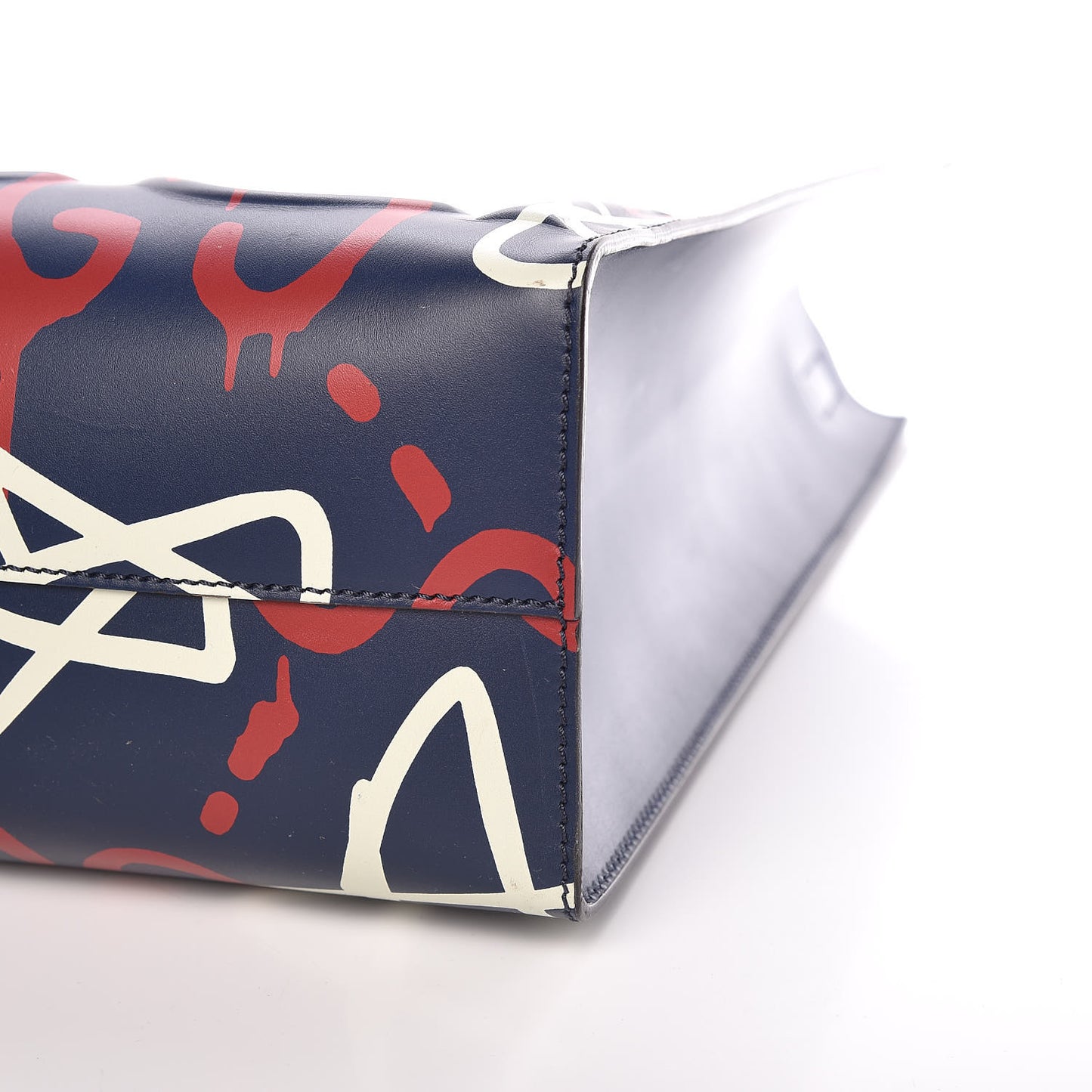 Calfskin GucciGhost Medium XL Tote Blue Agata Hibiscus Red