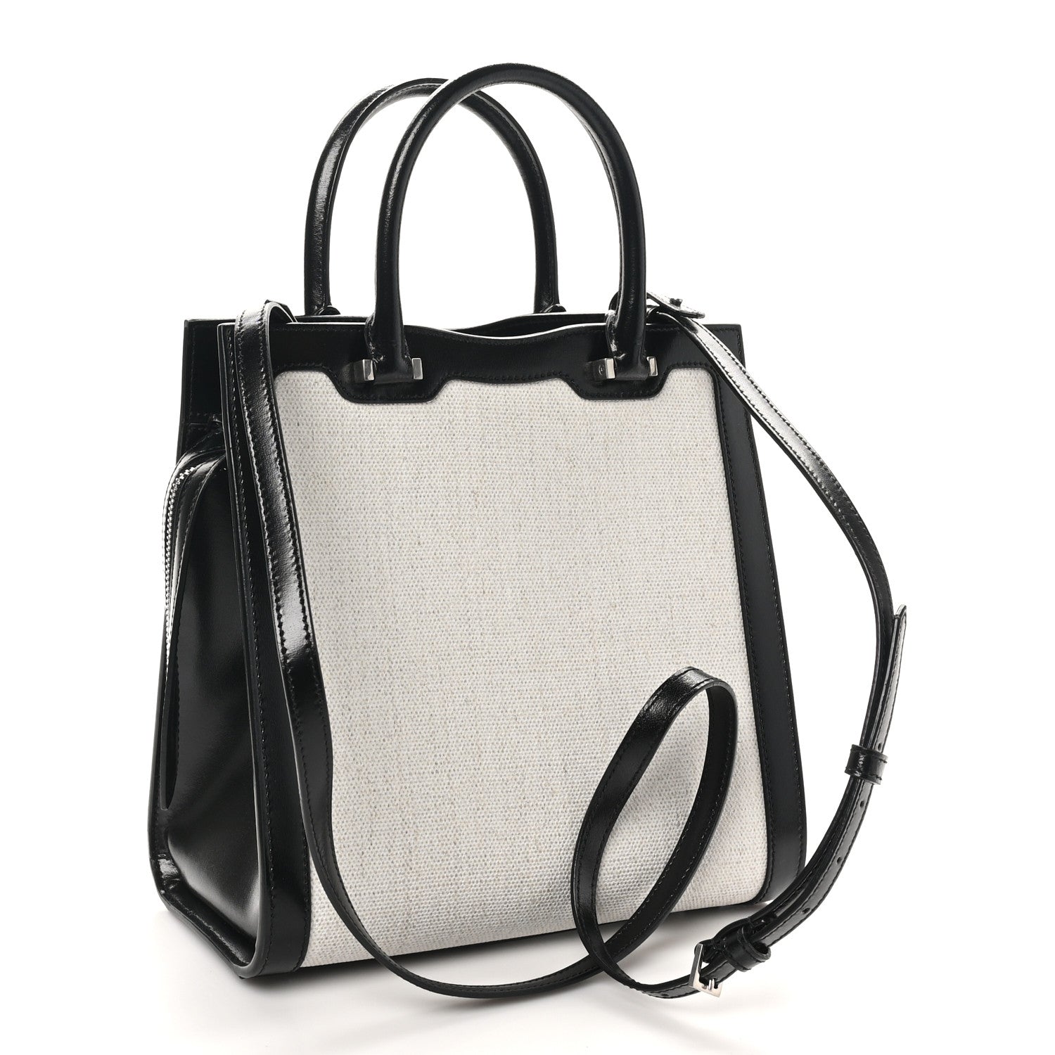 Saint Laurent Canvas Calfskin Small Uptown Tote Black 2 of 10