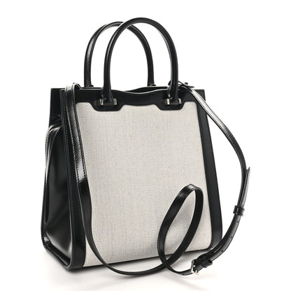 Saint Laurent Canvas Calfskin Small Uptown Tote Black 2 of 10