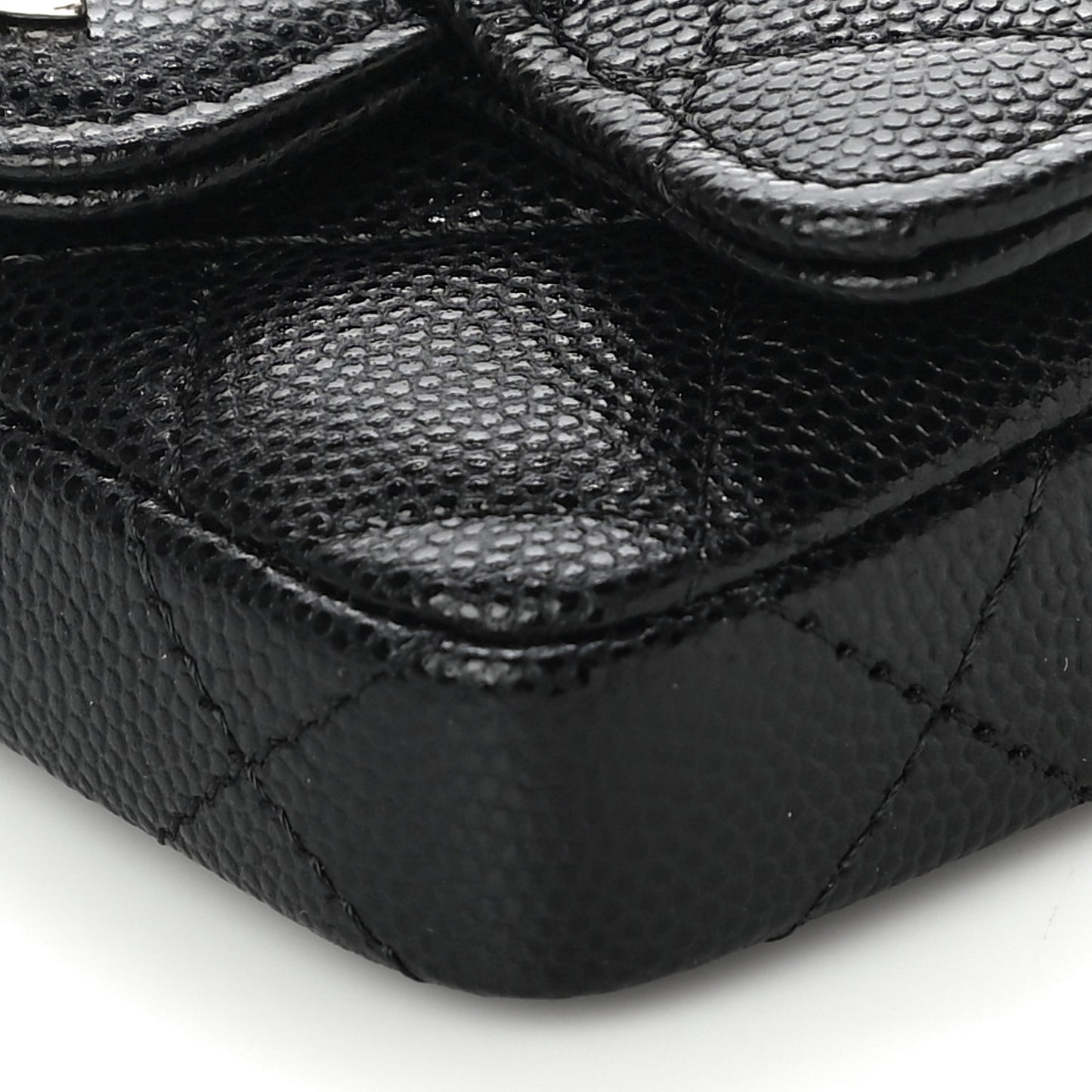 Caviar Quilted Mini Chain Belt Bag Black