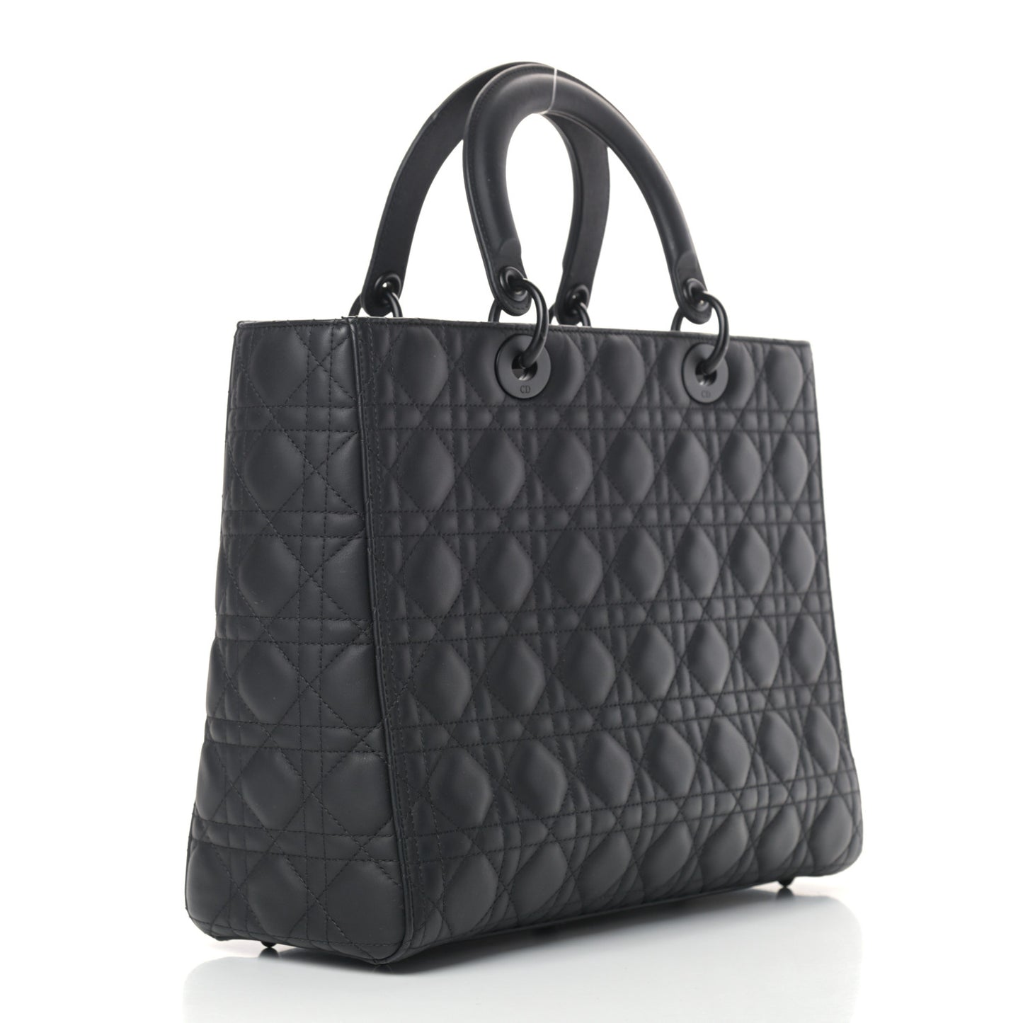 Ultra Matte Calfskin Cannage Large Lady Dior Black