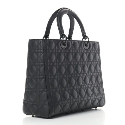 Christian Dior Ultra Matte Calfskin Cannage Large Lady Dior Black 3 of 15