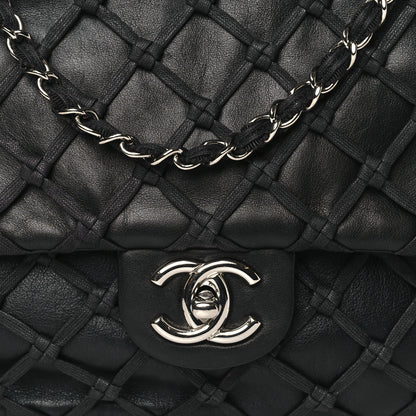 Chanel Lambskin Jumbo Canebiers Net Flap Black 8 of 11