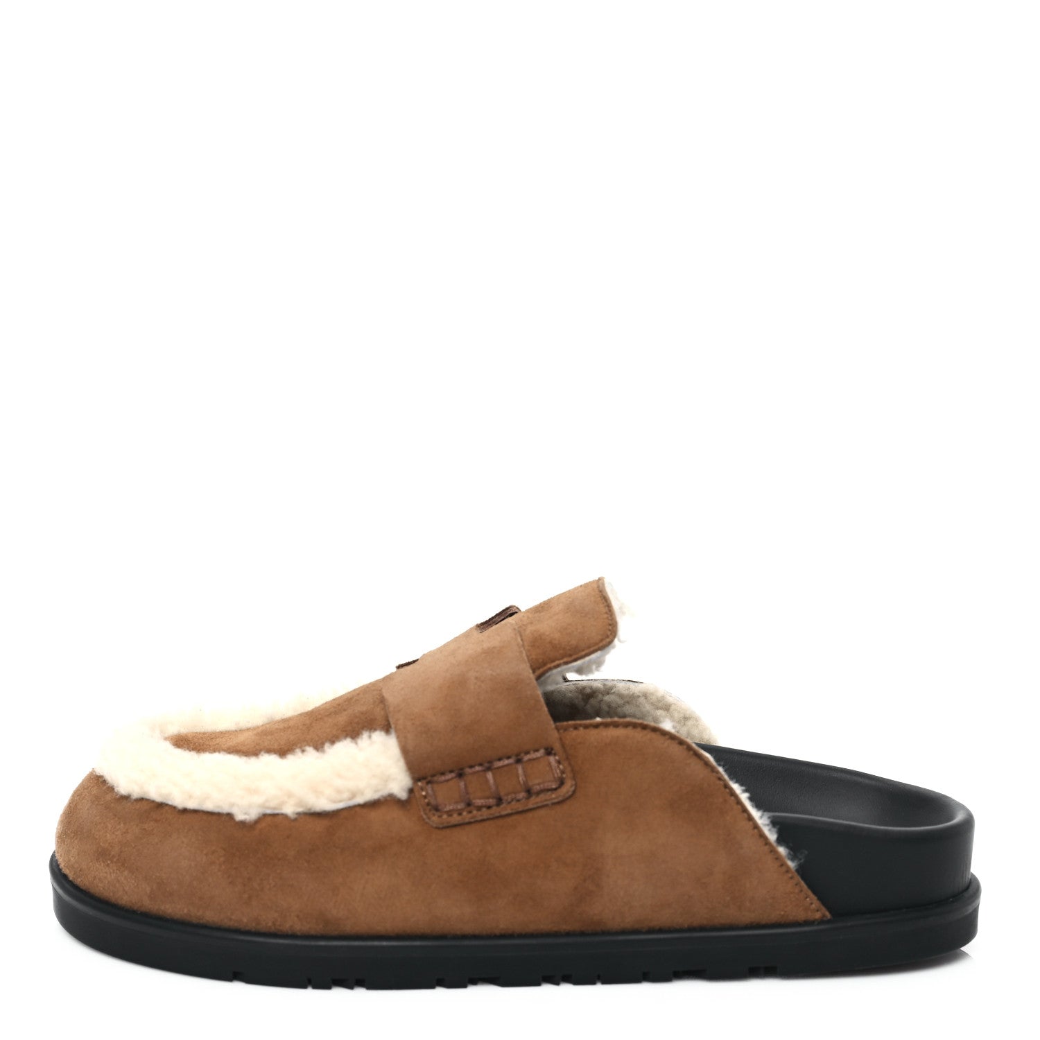 Hermes Suede Goatskin Shearling Go Mules 36 Beige Kraft Ecru 1 of 9