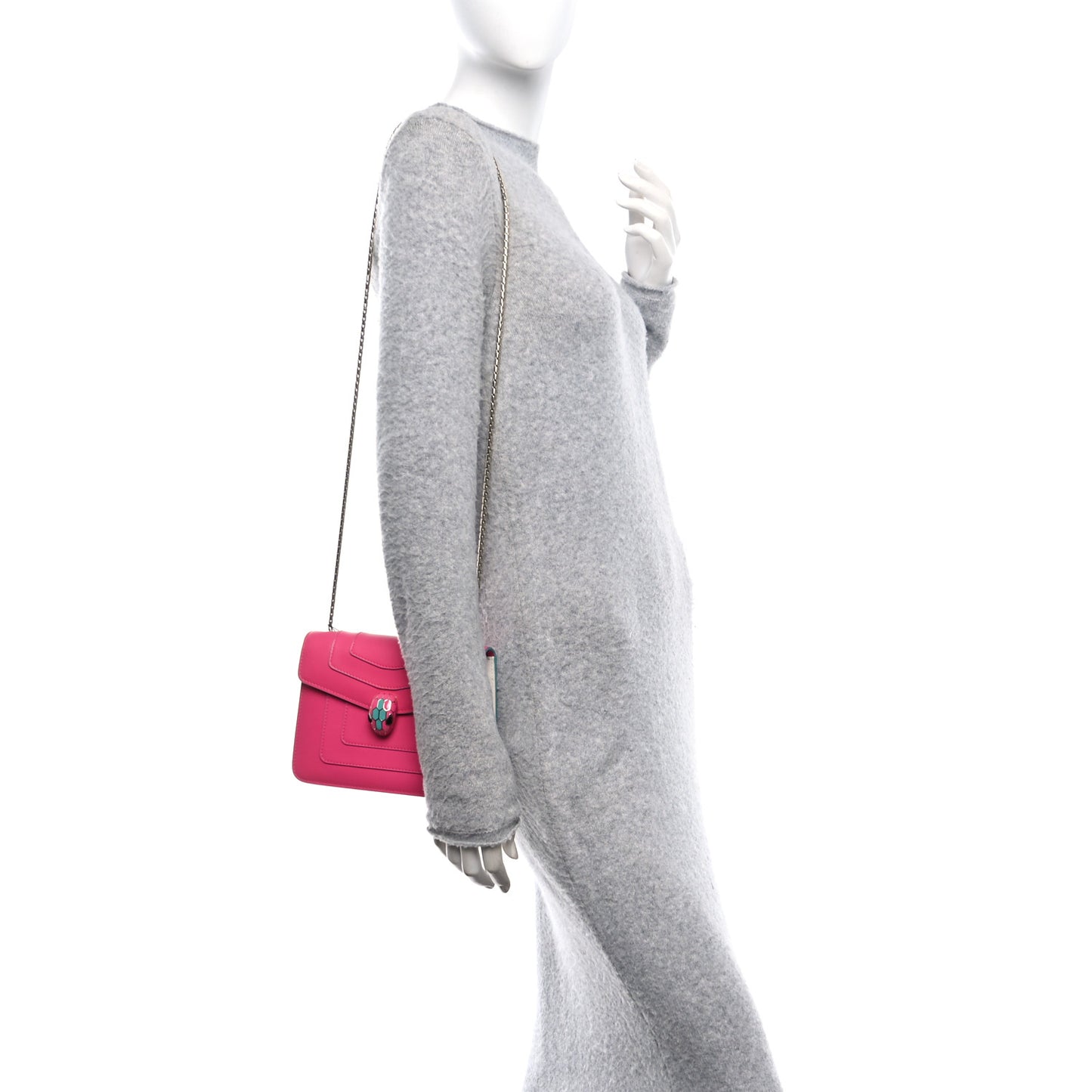 Calfskin Small Serpenti Forever Snake Strap Crossbody Bag Pink